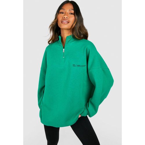 Sweat Oversize Zippé À Slogan - S - boohoo - Modalova