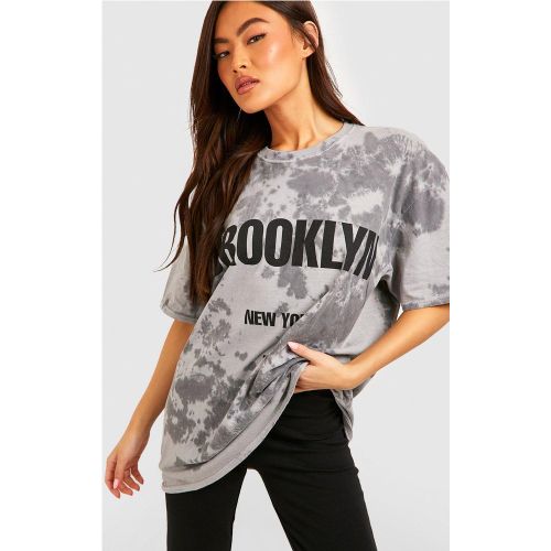 T-Shirt Oversize Tie Dye À Slogan Brooklyn - M - boohoo - Modalova