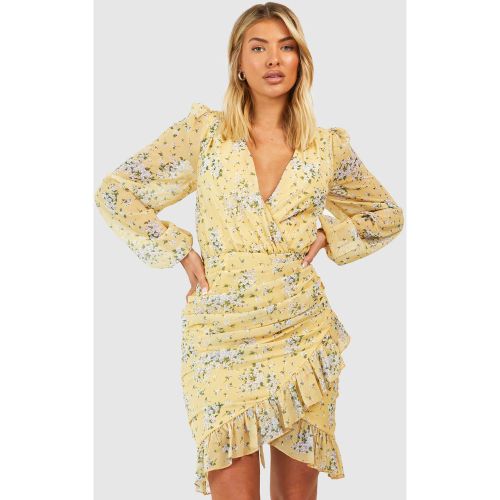 Robe Courte Froncée Fleurie - 44 - boohoo - Modalova