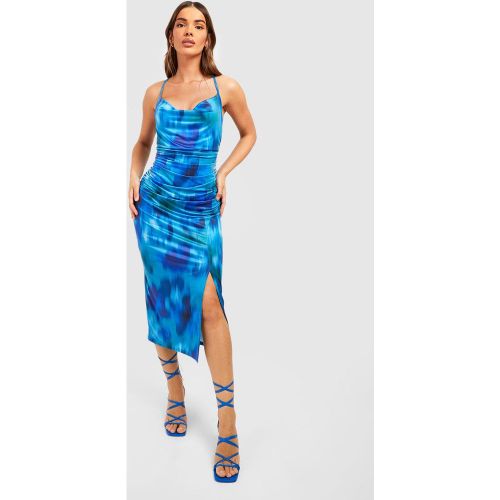 Robe Mi-Longue Soyeuse À Imprimé Abstrait - 40 - boohoo - Modalova