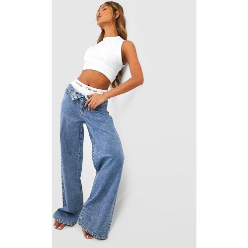 Jean Large Basique Taille Haute - 34 - boohoo - Modalova