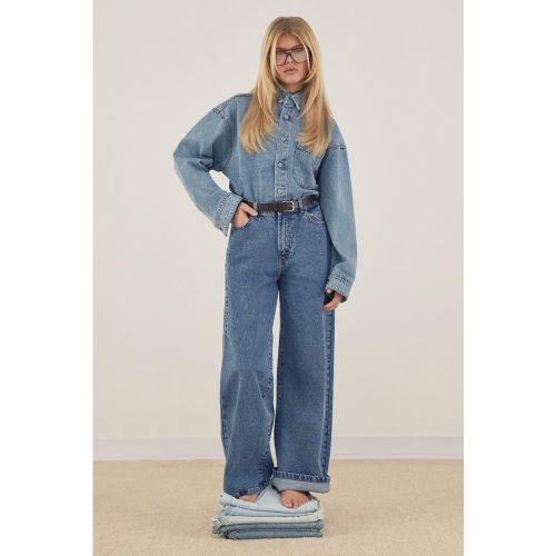 Jean Large Basique Taille Haute - 34 - boohoo - Modalova