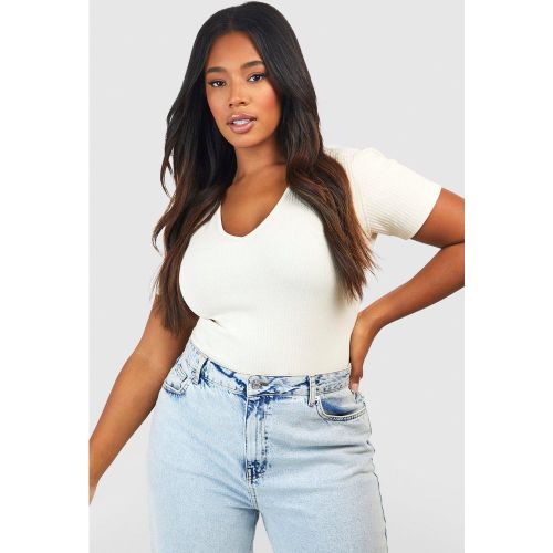 Grande Taille - Body À Col V Et Manches Courtes - 44 - boohoo - Modalova