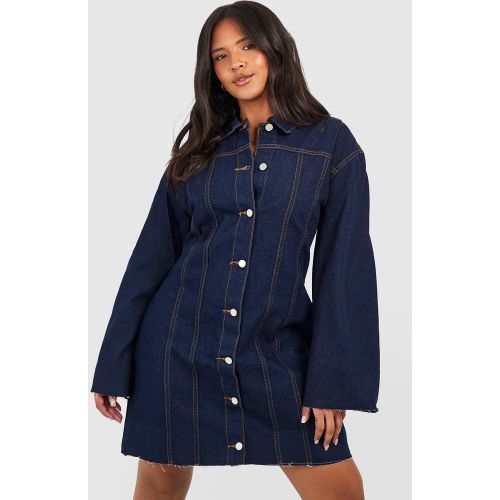 Grande Taille - Robe Chemise En Jean À Bords Bruts - 44 - boohoo - Modalova