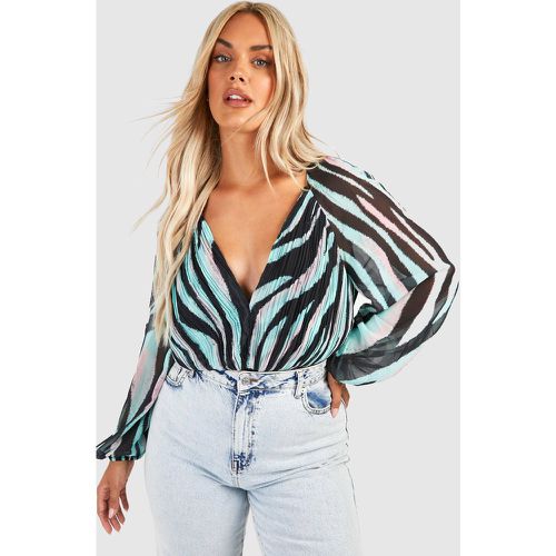 Grande Taille - Body Zébré Plissé - 44 - boohoo - Modalova