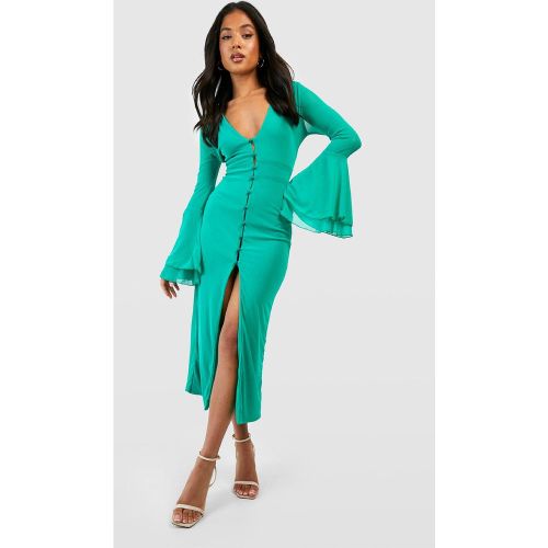 Petite" - Robe Mi-Longue En Mesh À Manches Évasées - / - 36, / - boohoo - Modalova