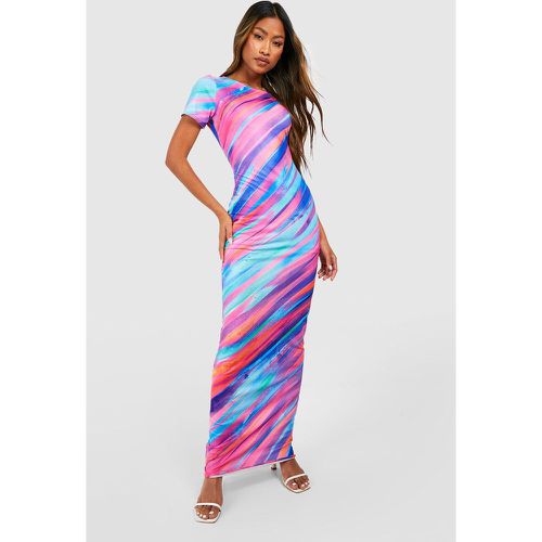 Robe Cape Longue À Imprimé Abstrait - 36 - boohoo - Modalova