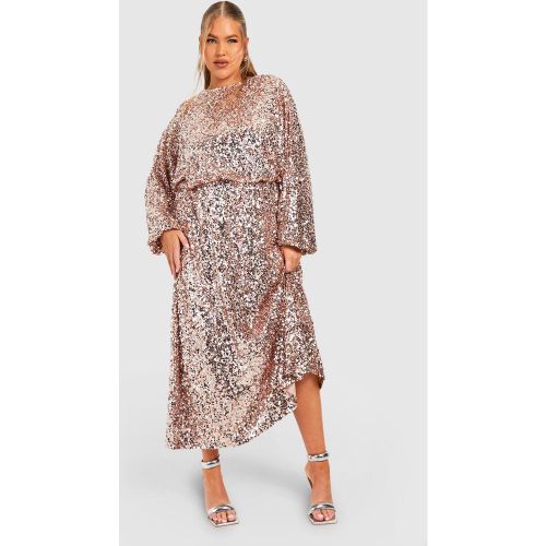 Grande Taille - Robe Longue Pailletée À Manches Volumineuses - 44 - boohoo - Modalova