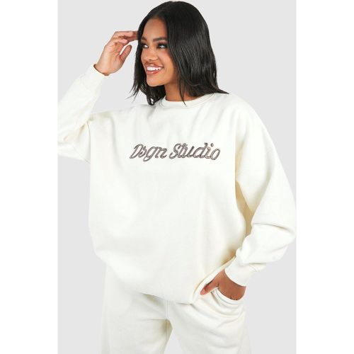 Sweat Oversize À Broderie 3D - Blanc Écru - S, Blanc Écru - boohoo - Modalova
