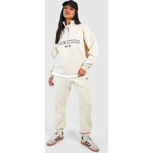 Survêtement Avec Sweat Zippé À Slogan Dsgn Studio - Blanc Écru - S, Blanc Écru - boohoo - Modalova