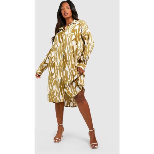 Grande Taille - Robe Chemise Mi-Longue Zébrée - 44 - boohoo - Modalova