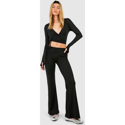 Pantalon De Yoga Flare À Taille Retournée - 40 - boohoo - Modalova