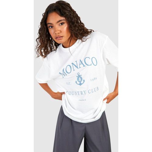 Tall" - T-Shirt À Slogan Monaco - Blanc Écru - S, Blanc Écru - boohoo - Modalova