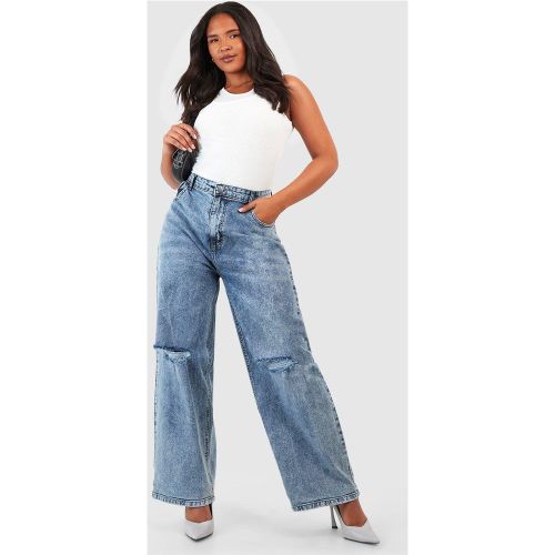 Grande Taille - Jean Droit Délavé - 50 - boohoo - Modalova