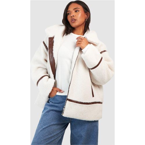 Grande Taille - Blouson Aviateur Zippé À Bordure - 44 - boohoo - Modalova