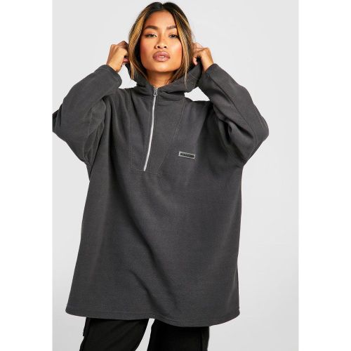 Sweat À Capuche Oversize En Polaire À Col Zippé - S - boohoo - Modalova
