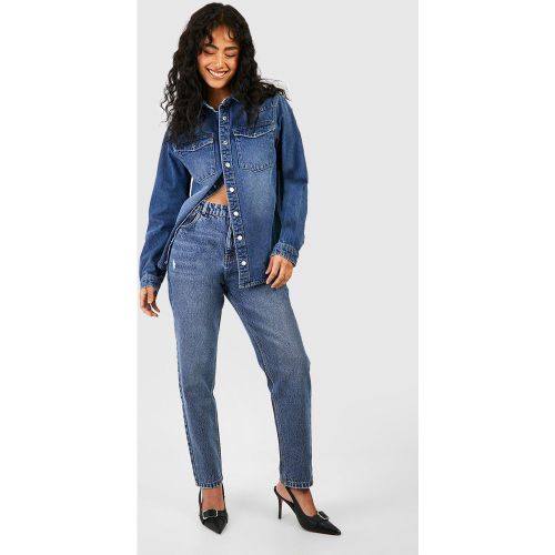 Jean Mom Délavé - Bleu - 34, Bleu - boohoo - Modalova