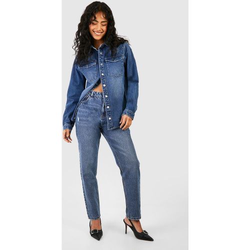 Jean Mom Délavé - Bleu - 44, Bleu - boohoo - Modalova