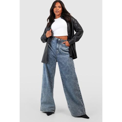 Grande Taille - Jean Large Délavé - 44 - boohoo - Modalova