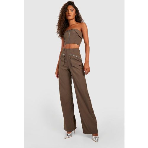 Tall" - Pantalon Large Zippé - 38 - boohoo - Modalova