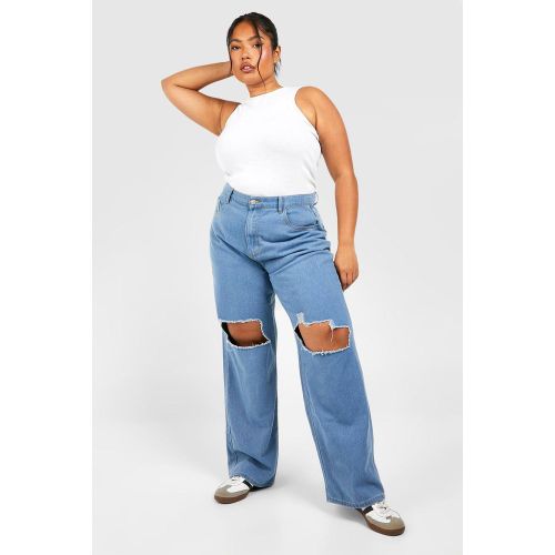 Grande Taille - Jean Droit Délavé - 56 - boohoo - Modalova