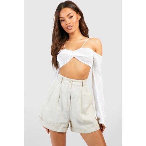 Crop Top En Maille À Col Bateau - L - boohoo - Modalova