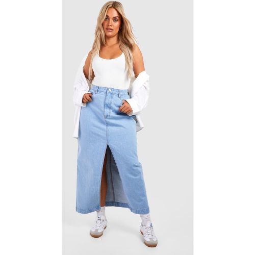 Grande Taille - Jupe Longue Basique Fendue En Jean - 44 - boohoo - Modalova
