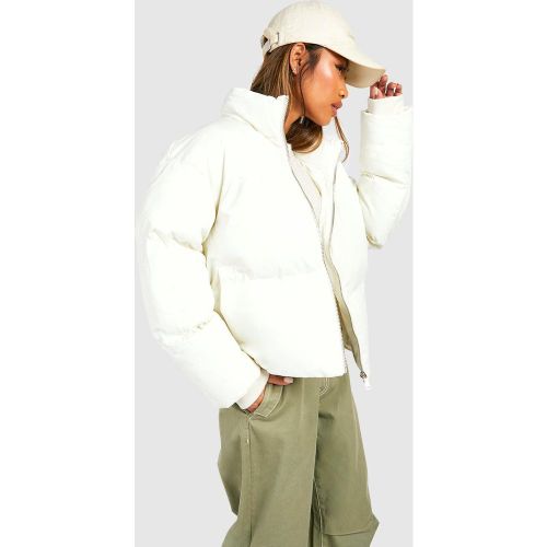Doudoune À Col Montant En Nylon - Blanc Écru - 40, Blanc Écru - boohoo - Modalova