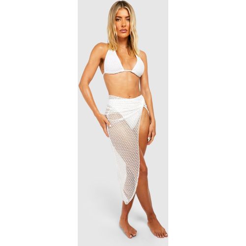 Jupe De Plage Longue Texturée En Crochet - M - boohoo - Modalova