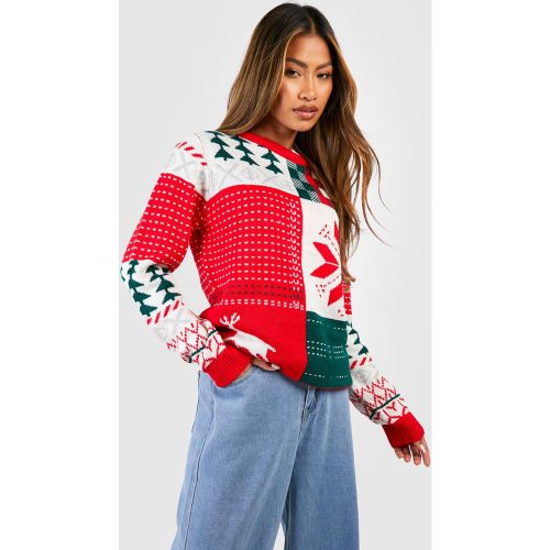 Pull De Noël Rétro Effet Patchwork - M - boohoo - Modalova
