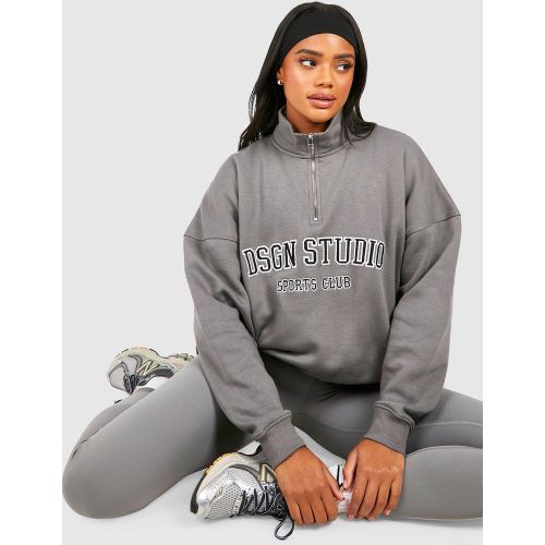 Sweat Oversize Zippé À Slogan Dsgn Studio - S - boohoo - Modalova