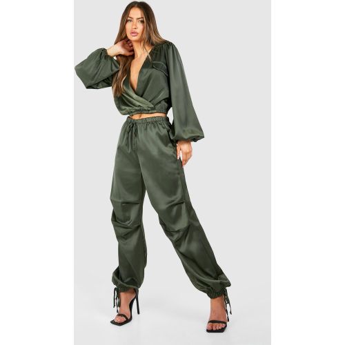 Jogging Cargo Satiné Noué Aux Chevilles - 34 - boohoo - Modalova