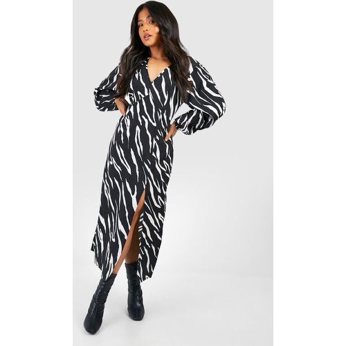 Petite" - Robe Longue À Manches Longues Et Imprimé Animal - 36 - boohoo - Modalova