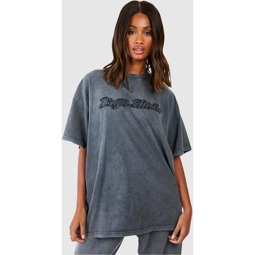 T-Shirt Oversize Délavé À Broderie Dsgn Studio - boohoo - Modalova