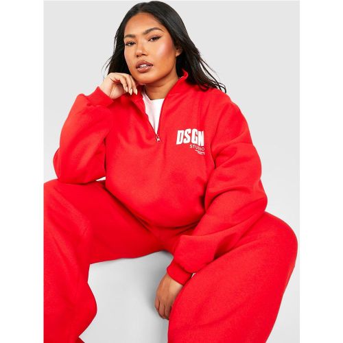 Grande Taille - Sweat À Col Zippé Et Slogan Dsgn Studio - 44 - boohoo - Modalova