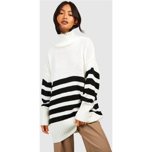 Pull Rayé À Col Montant - Blanc Écru - S/M, Blanc Écru - boohoo - Modalova