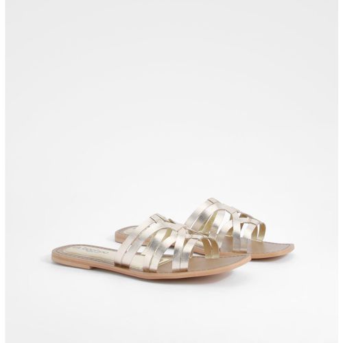 Wide Fit Leather Caged Mules - boohoo - Modalova