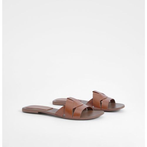 Woven Leather Mule Sandals - boohoo - Modalova