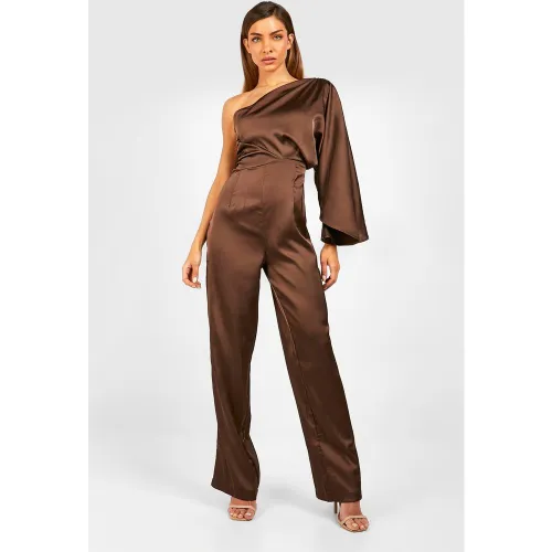 Combinaison Drapée Satinée Asymétrique - 40 - boohoo - Modalova