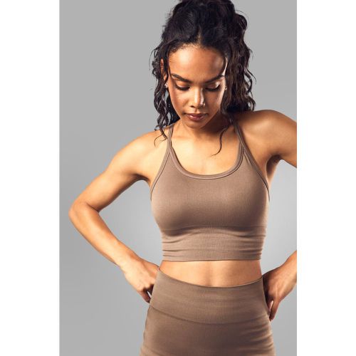 Brassière De Sport Longue Côtelée Sans Coutures - L - boohoo - Modalova