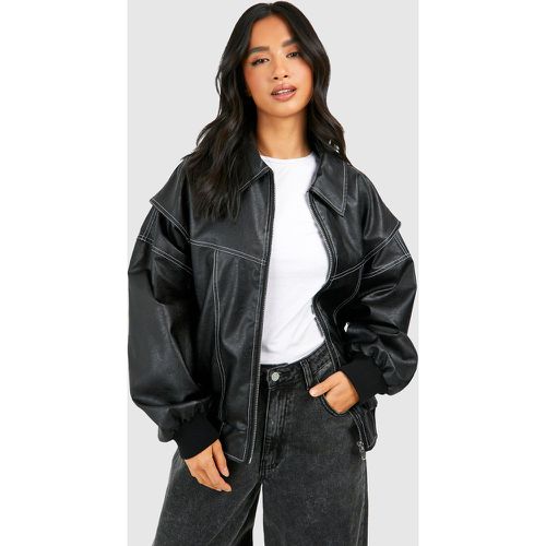 Petite" - Bomber Oversize À Coutures Contrastantes - 34 - boohoo - Modalova