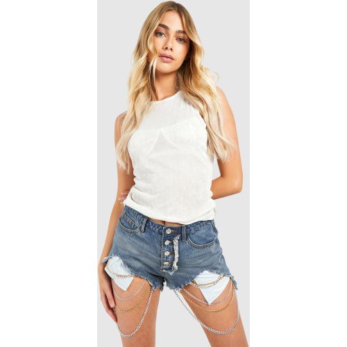 Short En Jean À Pompons - 34 - boohoo - Modalova