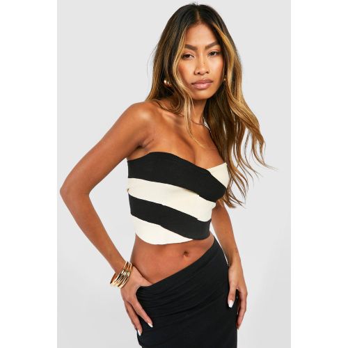 Top Bandeau Color Block En Maille - 42 - boohoo - Modalova