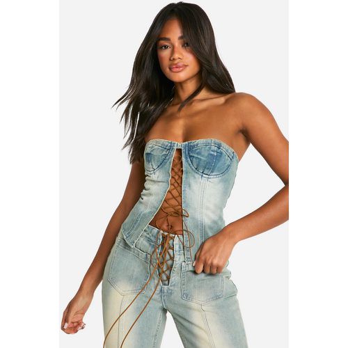 Corset En Jean À Lacets - 42 - boohoo - Modalova