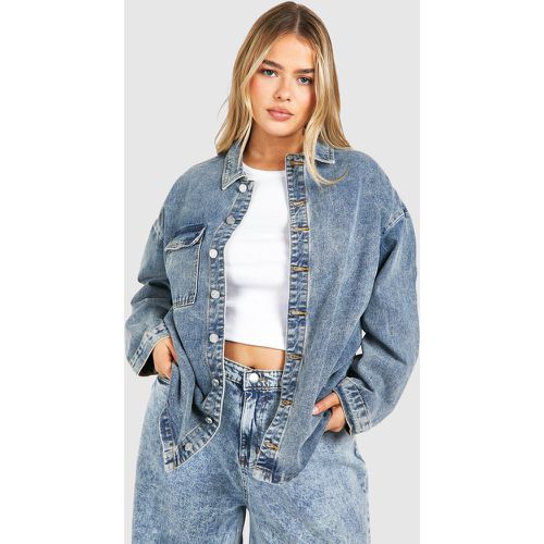 Grande Taille - Chemise En Jean À Poche - 48 - boohoo - Modalova