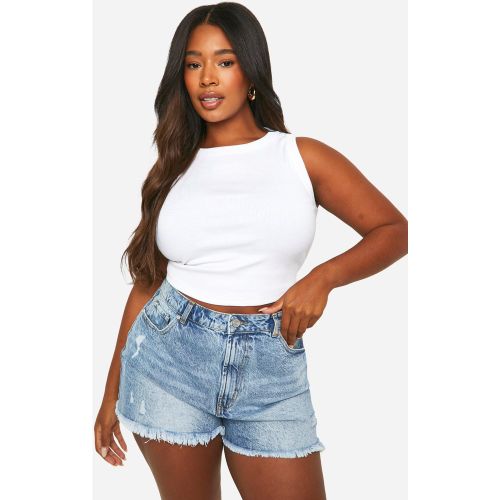 Grande Taille - Short En Jean Délavé - 56 - boohoo - Modalova