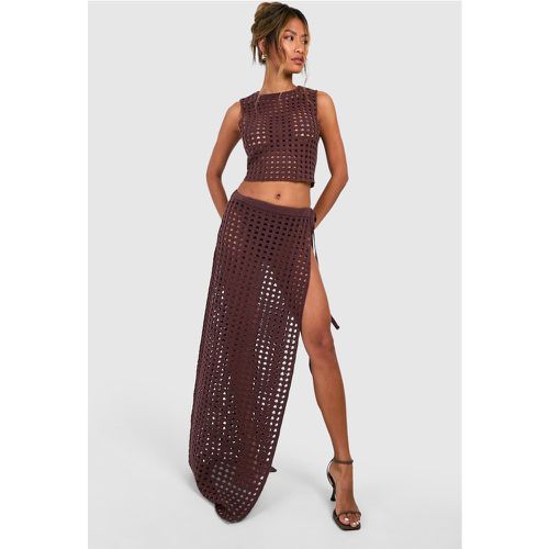 Jupe Longue Fendue En Crochet - L - boohoo - Modalova