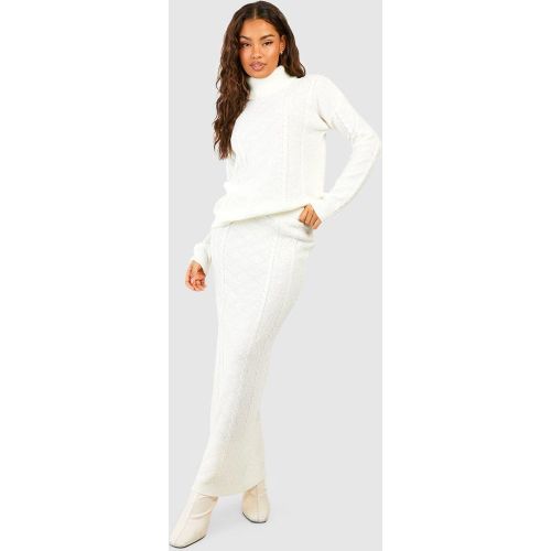 Ensemble En Maille Torsadée Avec Pull Col Roulé Et Jupe Longue - 38 - boohoo - Modalova