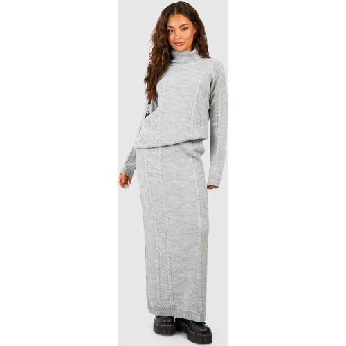 Ensemble En Maille Torsadée Avec Pull Col Roulé Et Jupe Longue - 44 - boohoo - Modalova