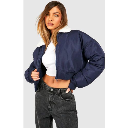 Bomber Matelassé À Col En Synthétique - 44 - boohoo - Modalova